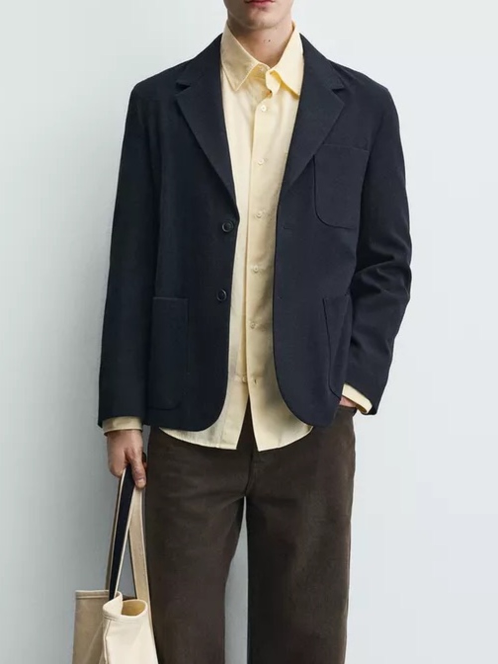 Zara Dark Navy Two-Button Patch Pocket Blazer - Picture 2 of 6
